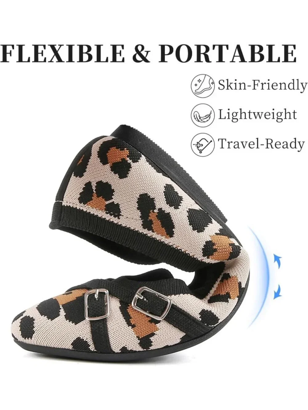 Women's Leopard Ballet Flats Dress For Work Business Casual Buckle Comfort Shoes